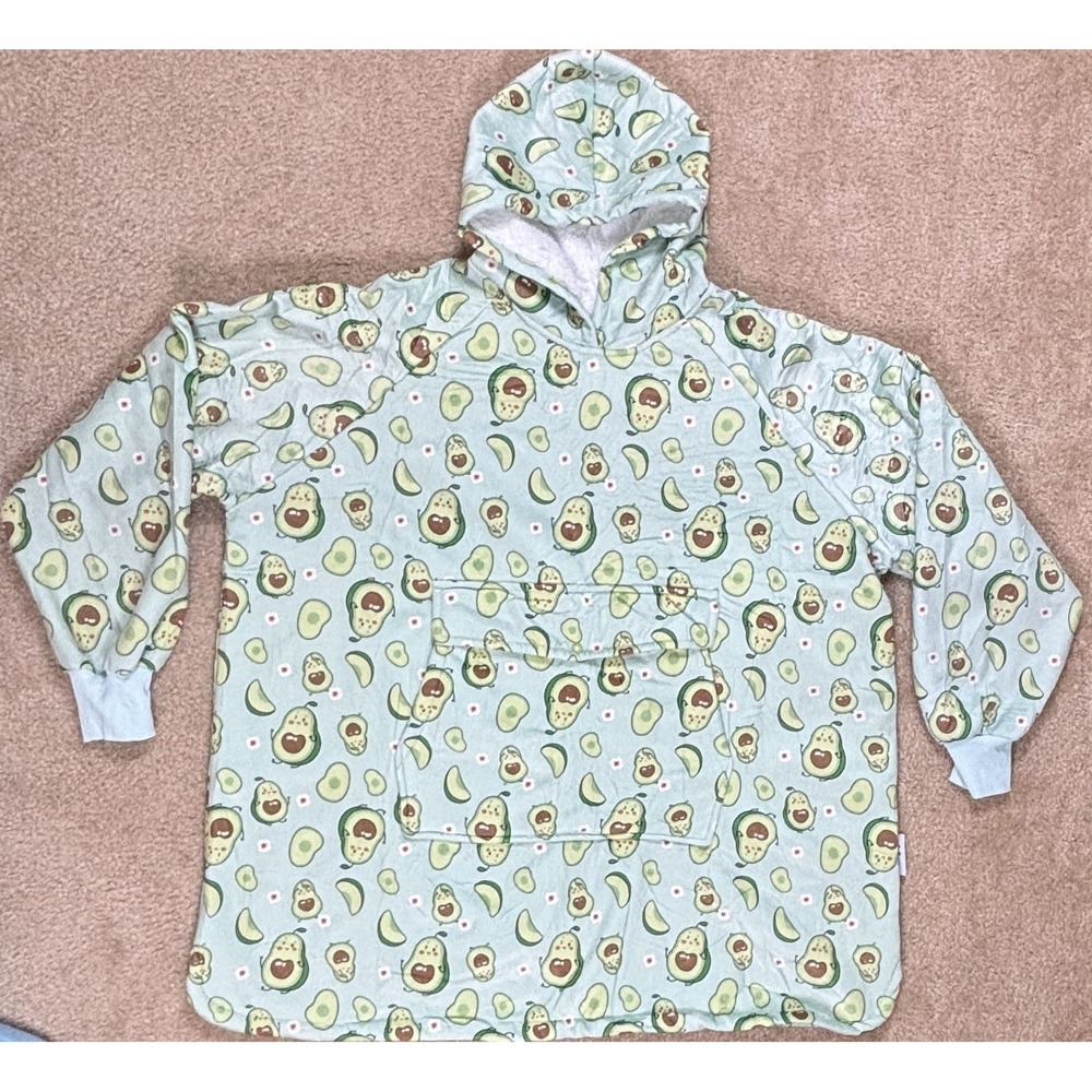 OEKO-TEX Avacado Print Wearable Blanket Hoodie Fleece W/ Front Pocket One Size
